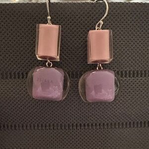 Zsiska Chic Pink and Purple Cube Earrings